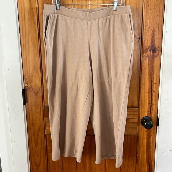 J. Jill Pants - Jjill Pure Jill Tan Cotton Knit Pull On Cropped Wide Leg Pants Petite Large